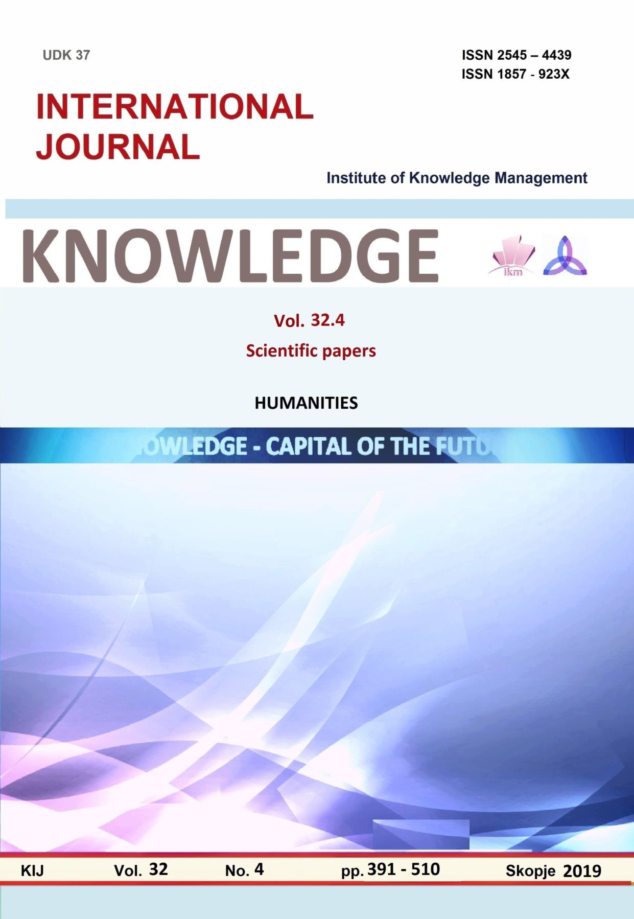 					View Vol. 32 No. 4 (2019): Knowledge International Journal
				