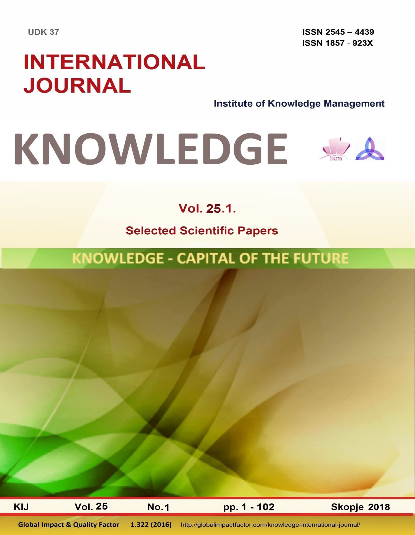 					View Vol. 25 No. 1 (2018): KNOWLEDGE - CAPITAL OF THE FUTURE
				